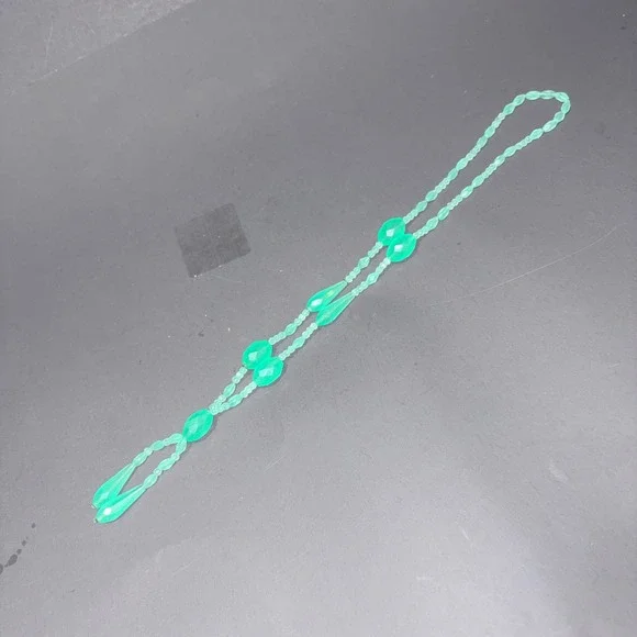 Vtg Green Uranium Glass Beaded Necklace UV Reactive Vaseline Glass Glows Flapper - Picture 4 of 16
